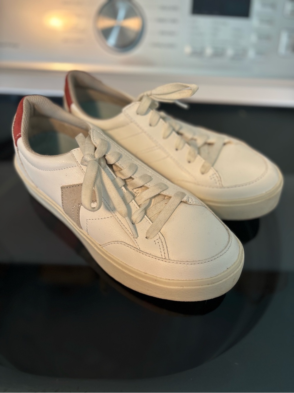 Dr. Scholl's Madison Platform Sneaker White Tan Coral Accents Size 6 Shoe